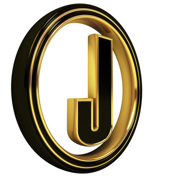 金色黑色字體字母J