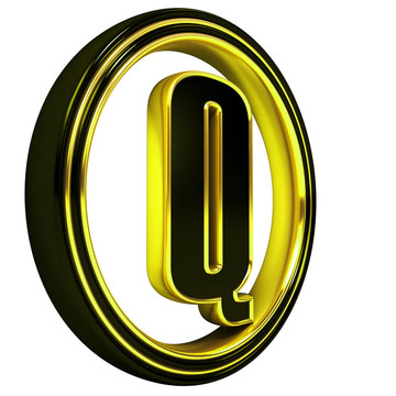 金色黑色字體字母Q