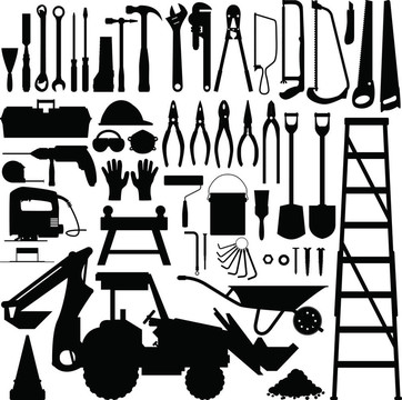 建筑工具剪影