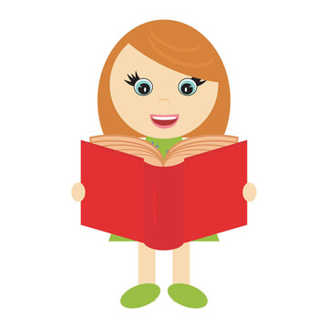 漂亮的小女孩與書