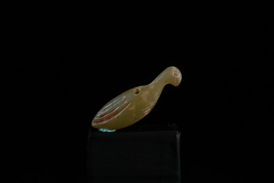 商周玉器 白玉鳥