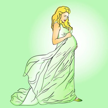 穿著長裙的美麗孕婦