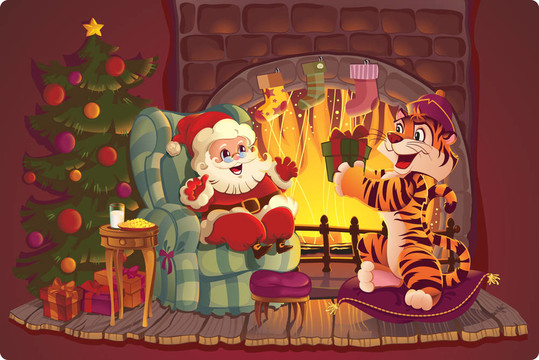 Santa和老虎。