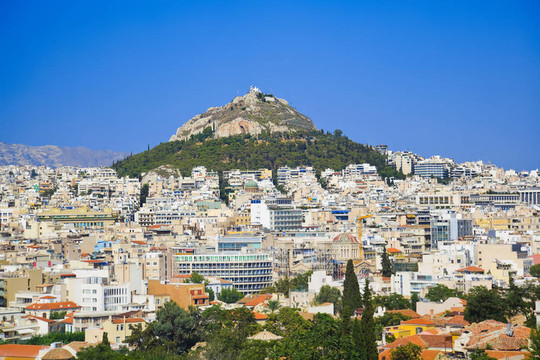 利卡維托斯山在Athens；希臘