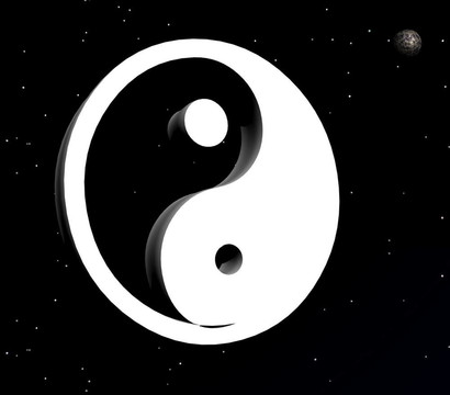 陰陽符號在黑夜里