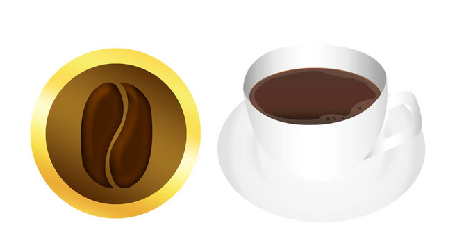 咖啡豆和咖啡杯