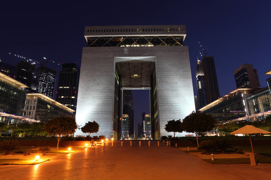 迪拜國(guó)際金融中心（DIFC）在夜間照明