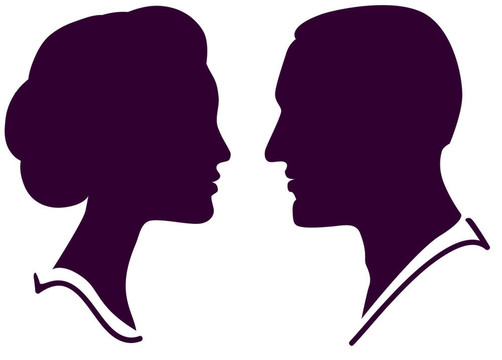 男女面孔輪廓；男女