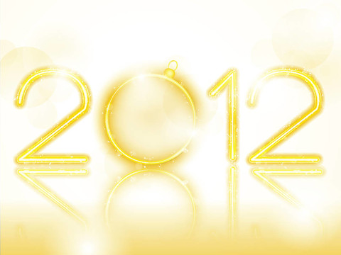 2012個圣誕球的金色霓虹