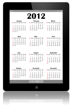 白色iPad 2012日歷