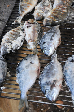燒烤上的魚
