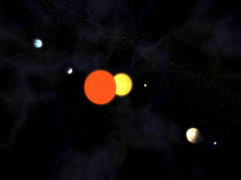 具有雙星的太陽系