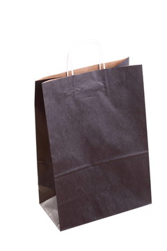 購(gòu)物黑色禮品袋和蘋(píng)果隔離