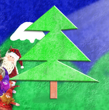 圣誕卡搞笑Santa和小精靈