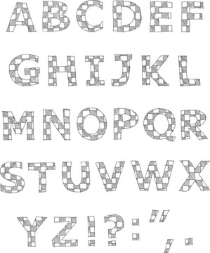 手寫的方格字母