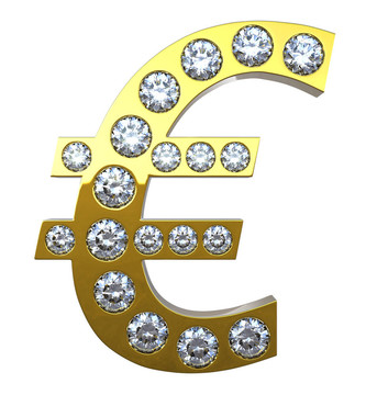 黃金歐元貨幣符號與鉆石