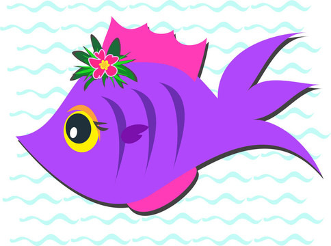 與木槿花紫色的魚