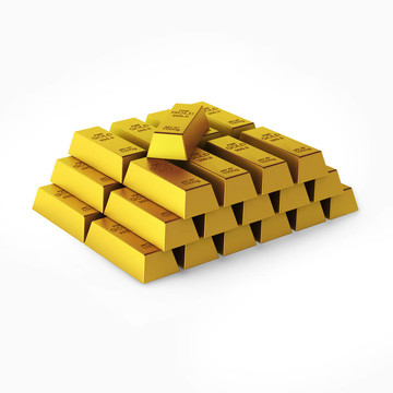 金條的3D渲染