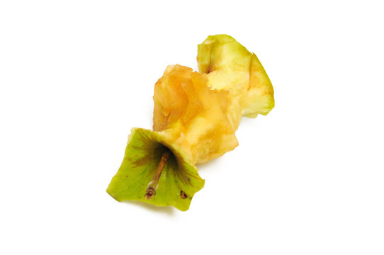 白色背景上的蘋果核