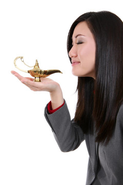 與Genie Lamp的女人