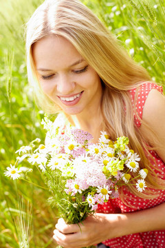女性與花