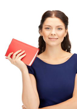 幸福和微笑的女人帶著書(shū)