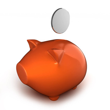 帶硬幣的3D小豬銀行