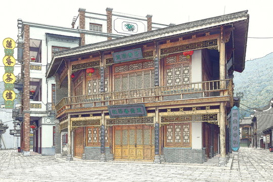 古代建筑 古鎮(zhèn) 老街 明信片