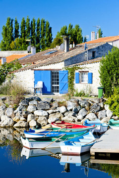 DES的鹽湖奧列隆島港；法國；Poitou Charentes；