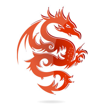 玻璃亞洲龍紅色分離
