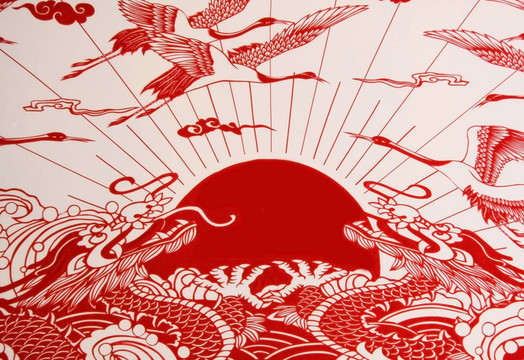 龍；這幅剪紙展示了龍；中國十二生肖之一。