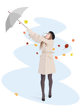 女孩用雨傘