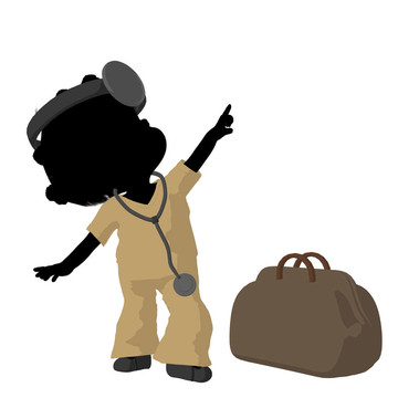 美國黑人小女孩插畫剪影