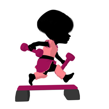 小運動女孩插畫剪影