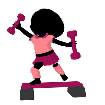 小運動女孩插畫剪影