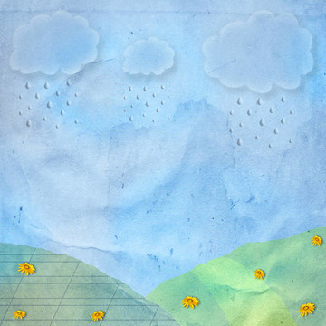 問候或雨和云的賀卡
