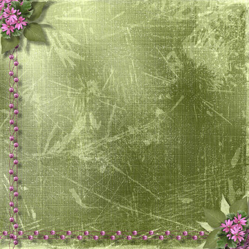 綠色抽象背景與花美麗的花束和珠子