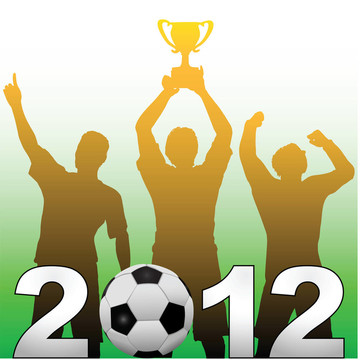 足球運(yùn)動(dòng)員慶祝2012賽季足球勝利