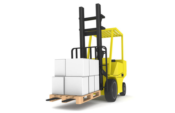 Pallet叉車；前視圖。Blue和黃倉系列的一部分。
