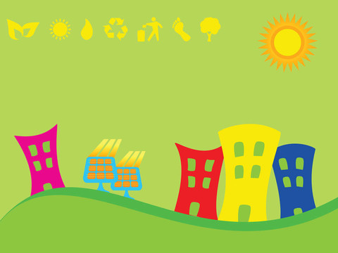 綠色城市與太陽能電池板