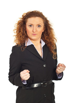 憤怒的商業(yè)女性展示拳頭