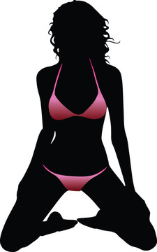 Bikini的女人剪影