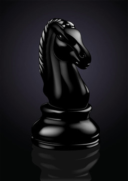 國際象棋的黑騎士-插畫