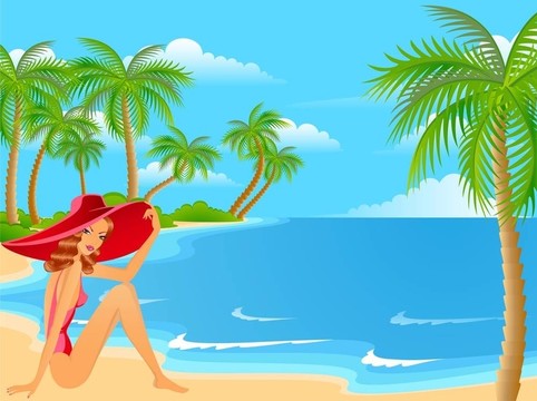 海灘上的少女