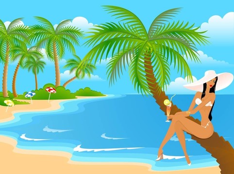 海灘上的少女