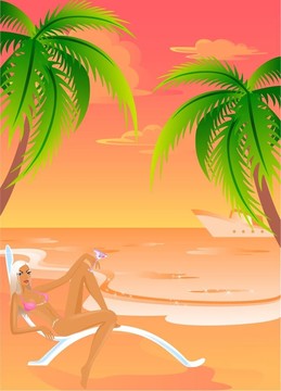 海灘上的少女