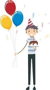 生日氣球和蛋糕
