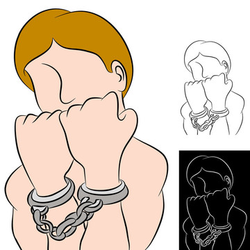 男人帶著手銬