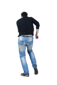 年輕人跳舞。后視圖。