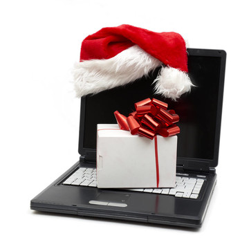 筆記本電腦上的Santa帽子